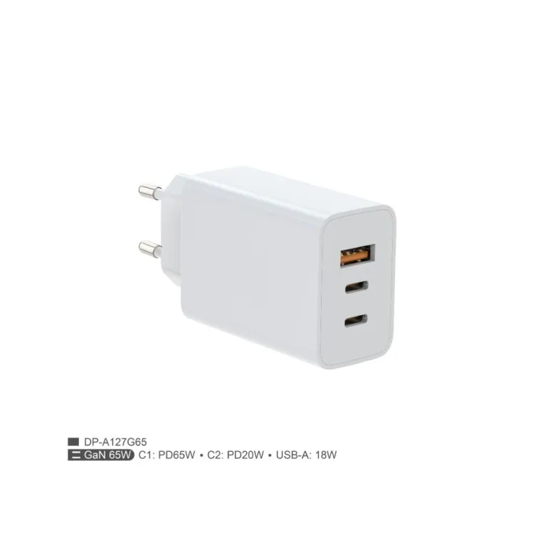 Zidni punjac FULMOVA GAN PD/65W/bela sa USB-C kablom