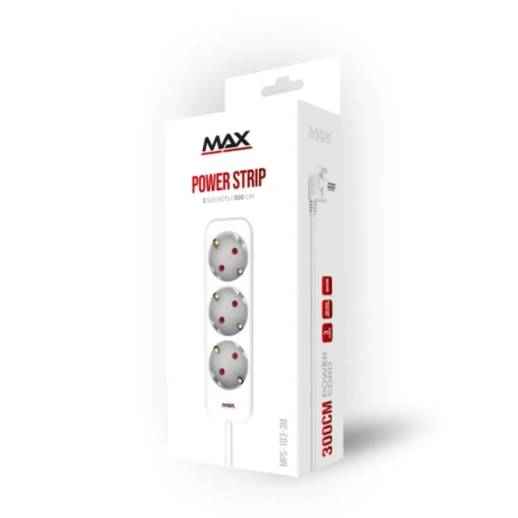 Produžni kabl 3 utičnice 3m Max MPS-103-3M Beli
