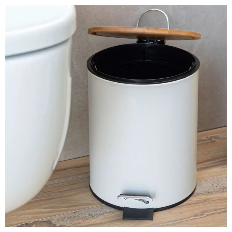 ESTIA ES02-12731 KANTA ZA OTPATKE METAL BAMBUS SA PEDALOM 5L BELA