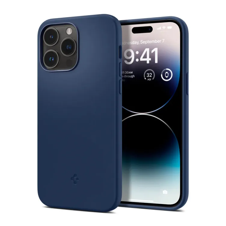 Maska Spigen silicone Fit MagSafe za iPhone 14 Pro tamno plava