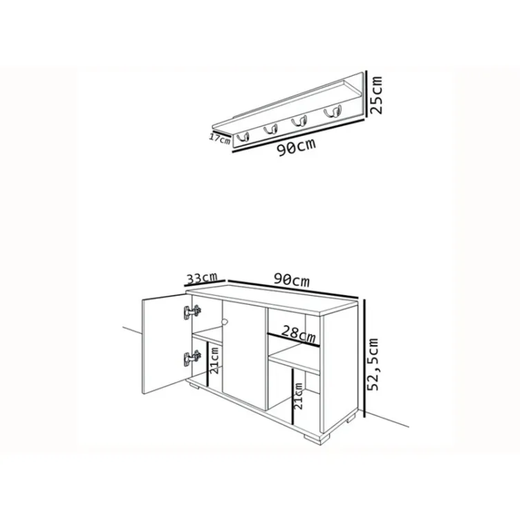 Predsoblje komplet bela-antracit