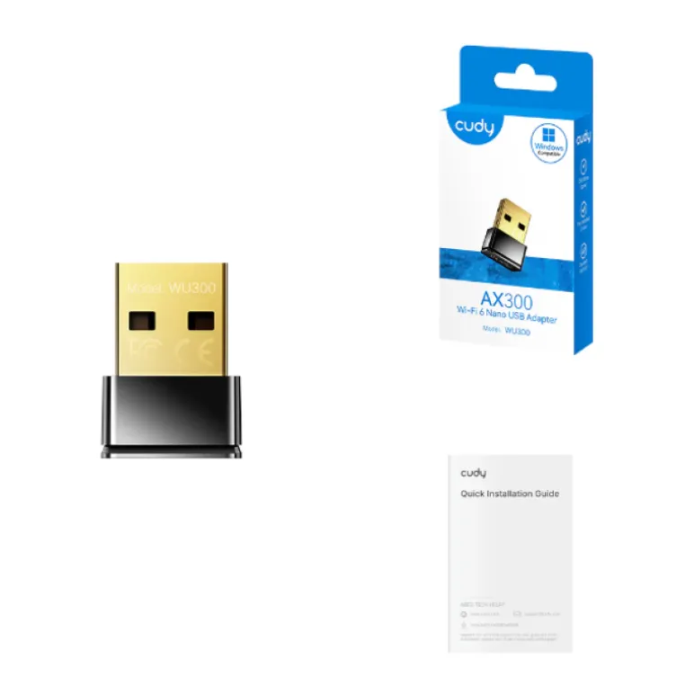 Cudy WU300, AX300 Wi-Fi 6 Nano USB adapter, 2.4 GHz, 286 Mbps