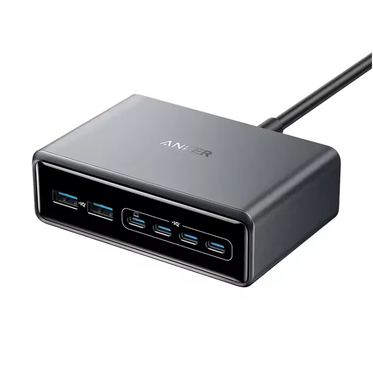 Prime 200W GaN stoni brzi punjač, 6-portova (4x USB-C i 2x USB-A) srebrni