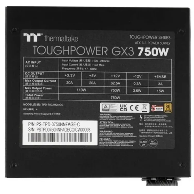 Napajanje 750W ThermalTake Toughpower GX3 Gold