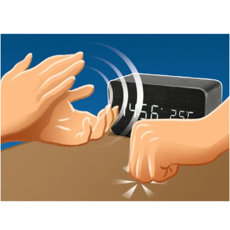 Drveni LED budilnik sa termometrom