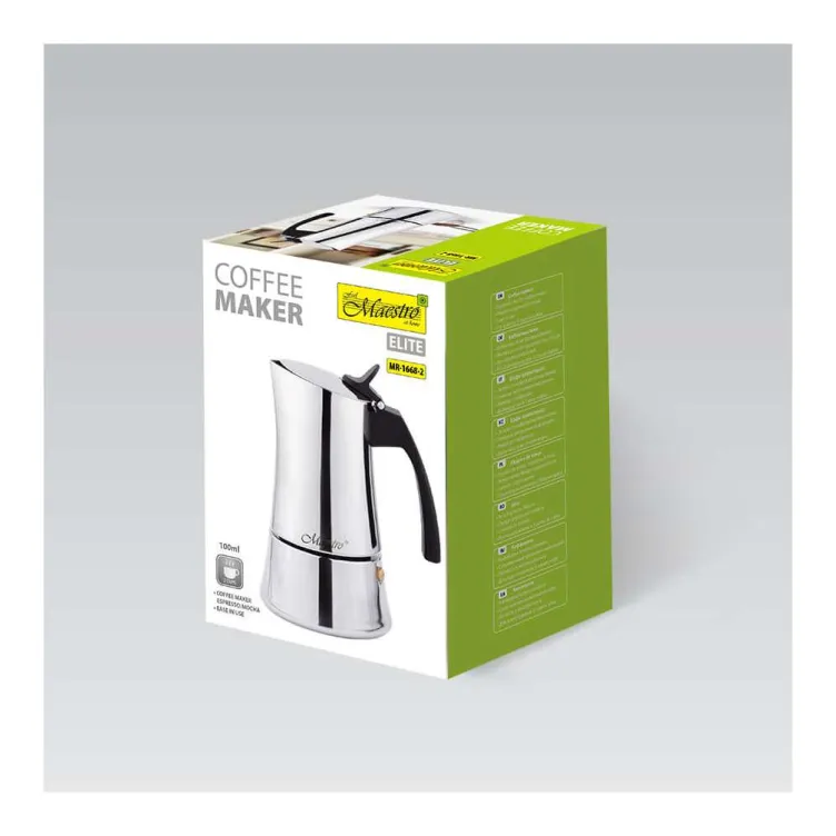 MAESTRO MR1668-2 DŽEZVA ZA ESPRESSO KAFU 2 ŠOLJICE 100ML ČELIK