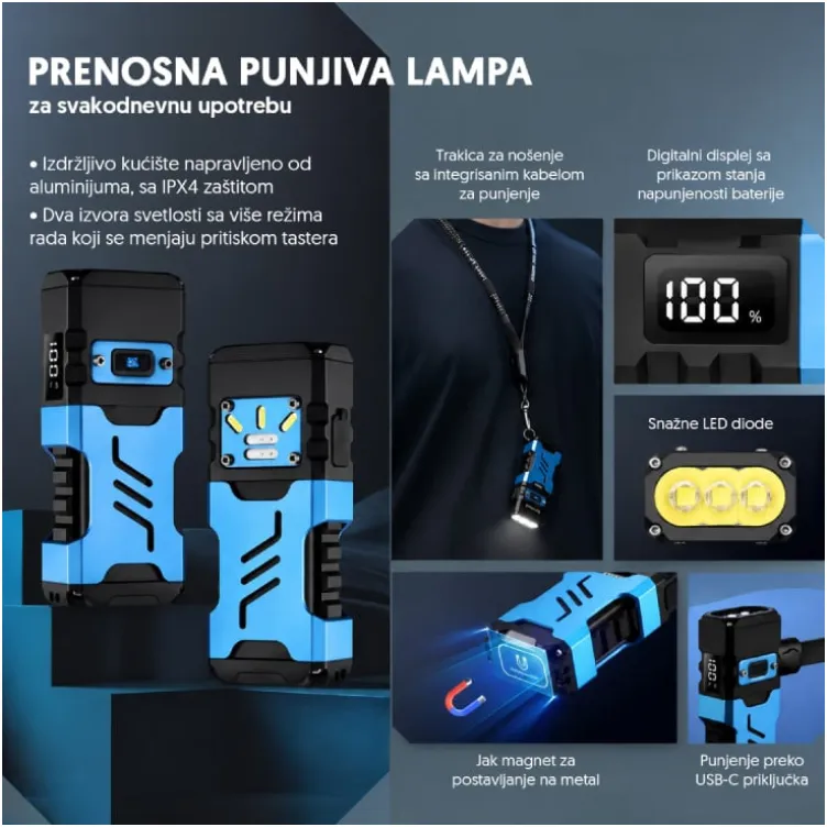 Punjiva LED baterijska lampa 11863