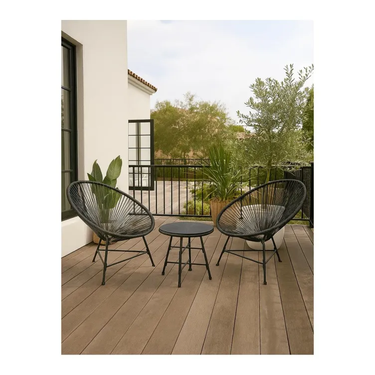 Bistro set od čelika i ratana, 3 dela