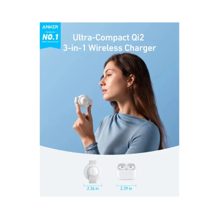 MagGo Bežični 3u1 sklopivi punjač beli