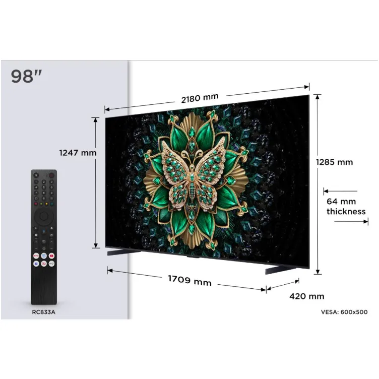 Televizor TCL 98C6K/MiniLED-QLED/98"/4K UHD/144Hz/Google TV/crna