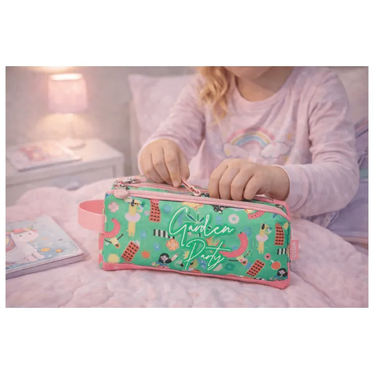 ENSO GARDEN PARTY prazna pernica sa 3 pregrade - pink