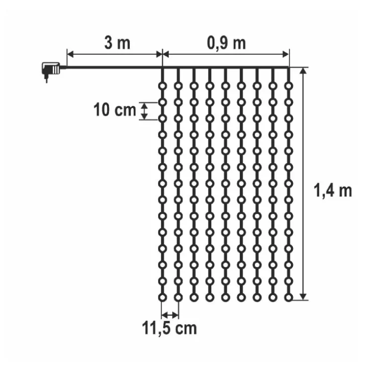 Svetleći niz-zavesa sa 126 toplo belih LED dioda
