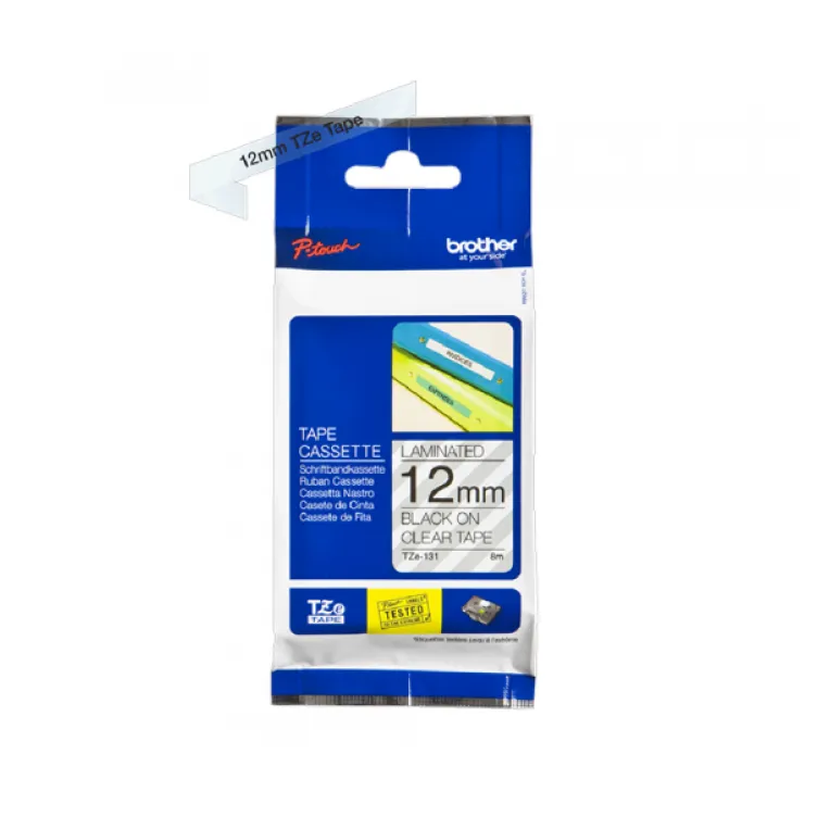 TZe-131 crna na prozirno 12mm