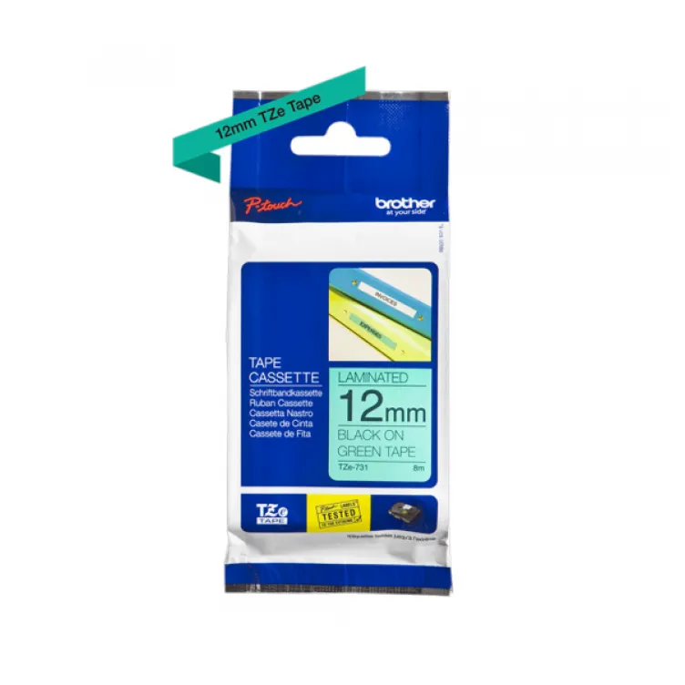 TZe-731 crna na zeleno 12mm
