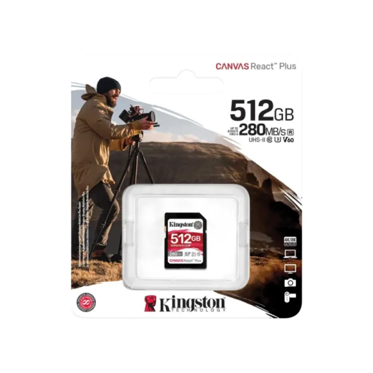 SD Card 512GB Kingston SDR2V6/512GB class 10 HD/2K/4K 280Mbs/150MBs