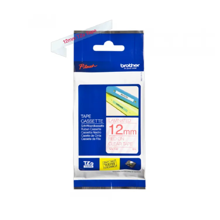 TZe-132 crveno na providno 12mm