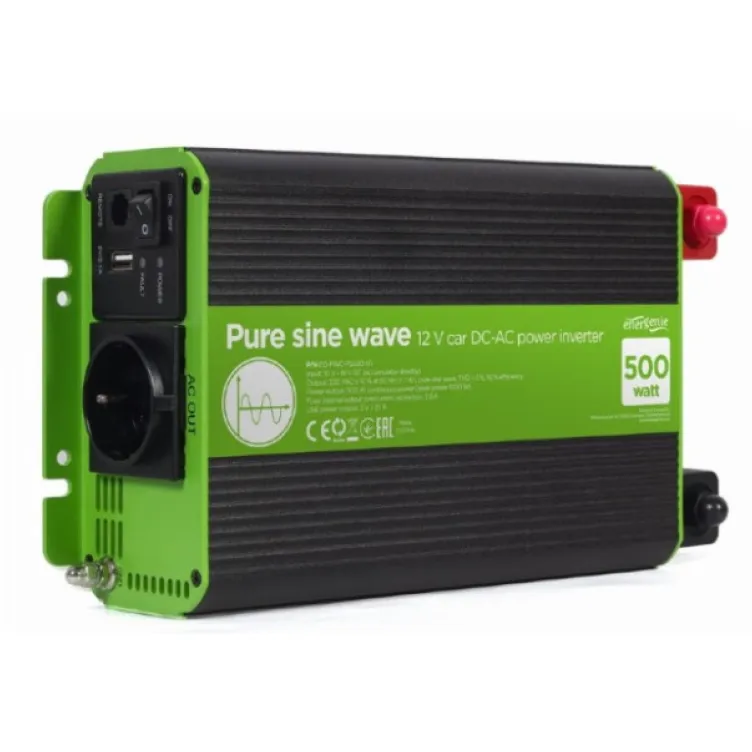 EG-PWC-PS500-01 Gembird 12V Cist sinusni auto inverter DC/AC 500W + USB port, 1,95KG