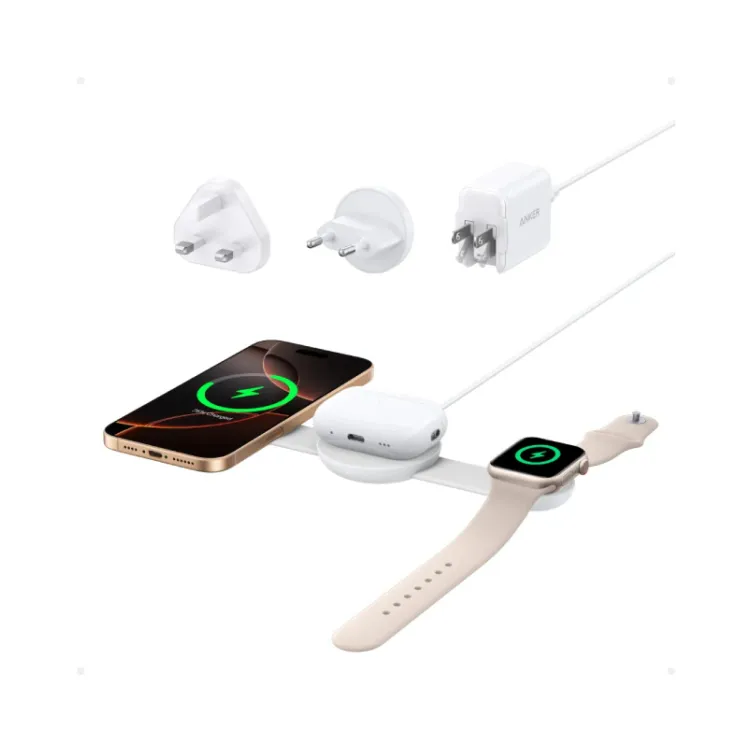 MagGo Bežični 3u1 sklopivi punjač beli