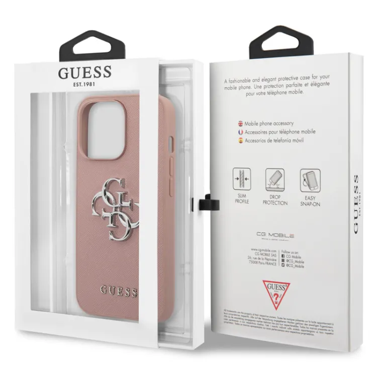 Maska Guess Saffiano Big 4G za iPhone 13 Pro metal pink.