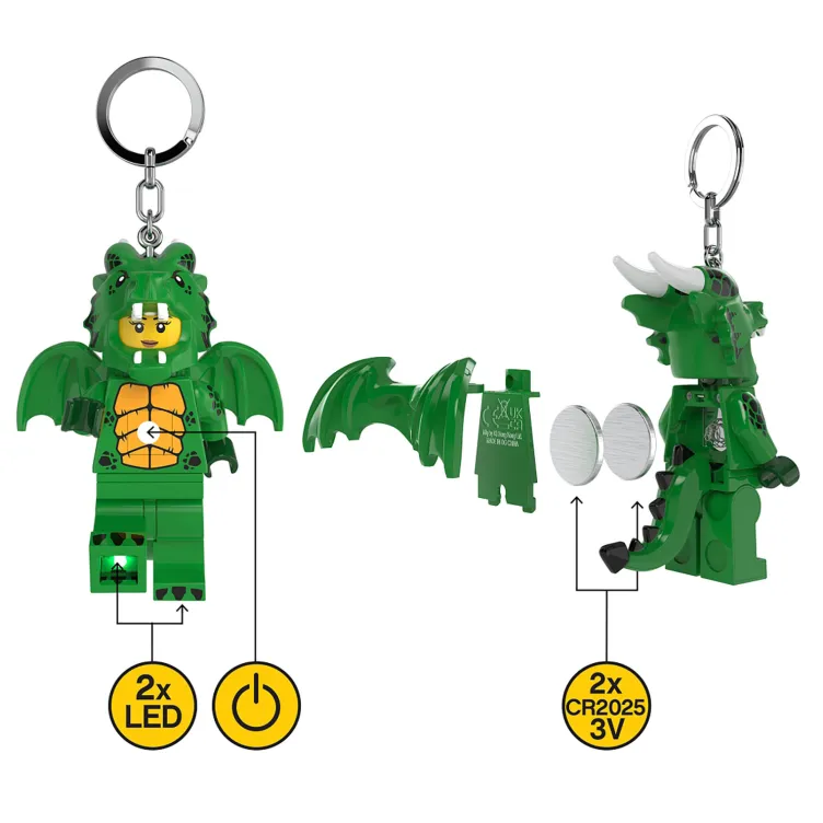 LEGO Minifigure privezak za ključeve sa svetlom: Devojka u kostimu zelenog zmaja