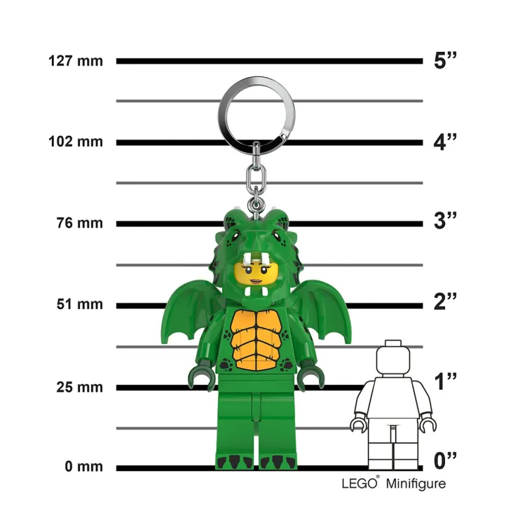 LEGO Minifigure privezak za ključeve sa svetlom: Devojka u kostimu zelenog zmaja