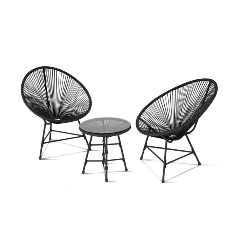 Bistro set od čelika i ratana, 3 dela