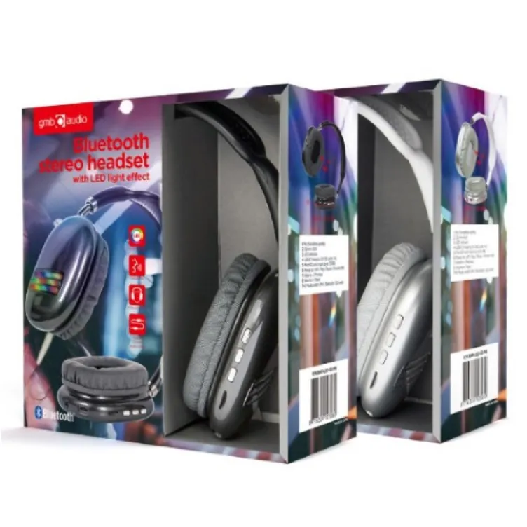 BHP-LED-02-W Gembird Bluetooth stereo Slualice sa mikrofonom Bt V5.0 400mAh/32Ohm, 2h Li-ion Bele