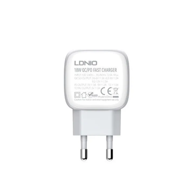 Kucni punjac LDNIO A2313C USB 3.0 FAST CHARGING 18W +  Lightning kabel beli