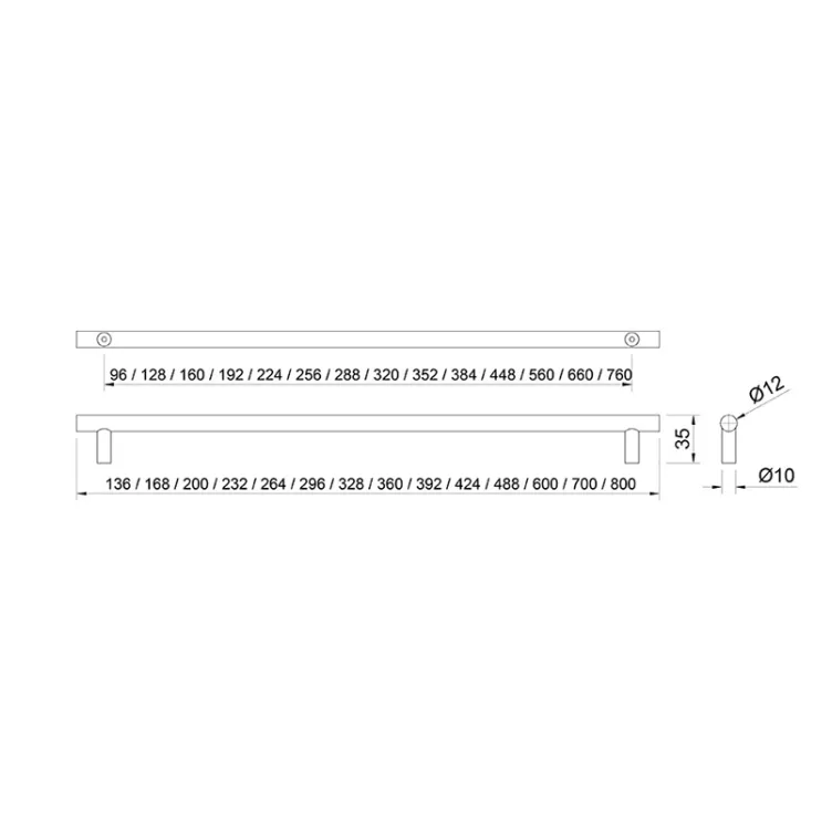 B44802 Ručica hrom sjaj 448 mm