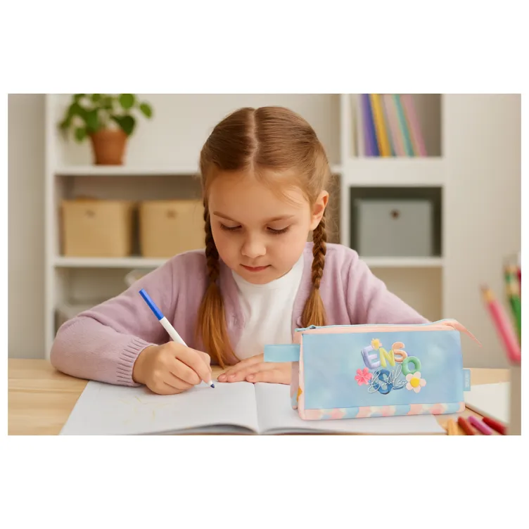 ENSO BUBBLES prazna pernica sa 3 pregrade - sky blue