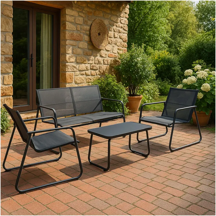 Baštenska garnitura dvosed+stolice+sto siva Venecija 24-SA01902