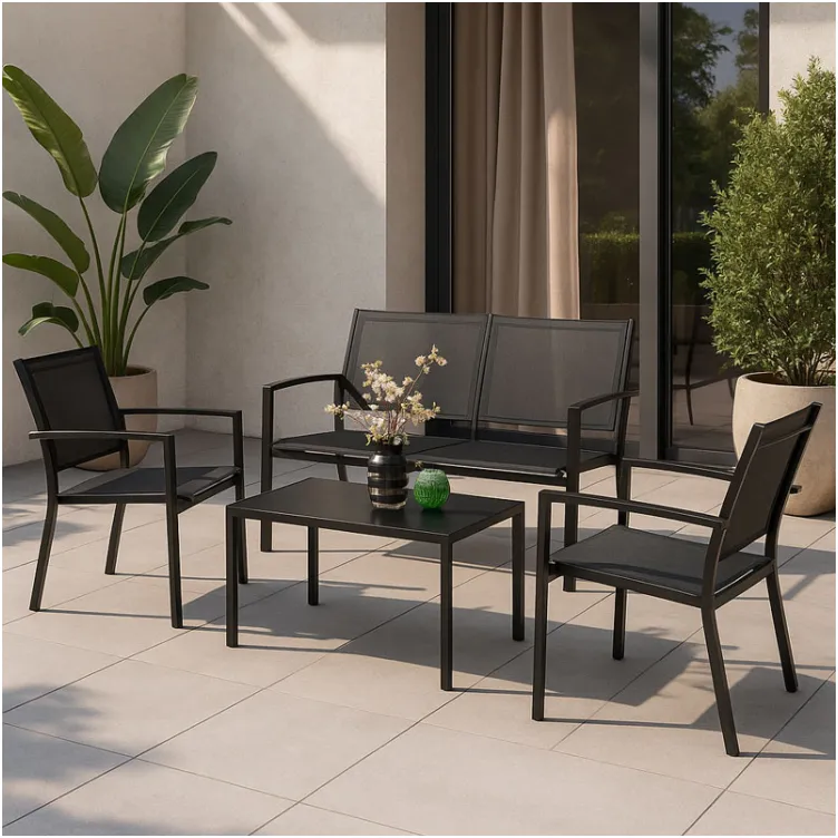 Baštenska garnitura set dvosed+stolice+sto crna Milano 24-SA01901