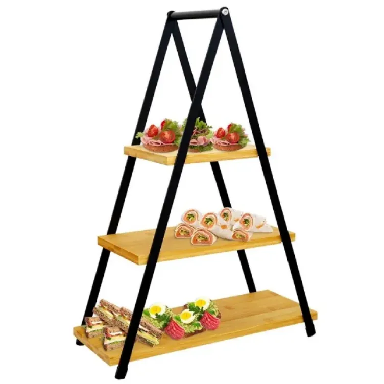 Vilde 139201 - Trospratni stalak za serviranje od bambusa – 38 × 16,5 × 53 cm