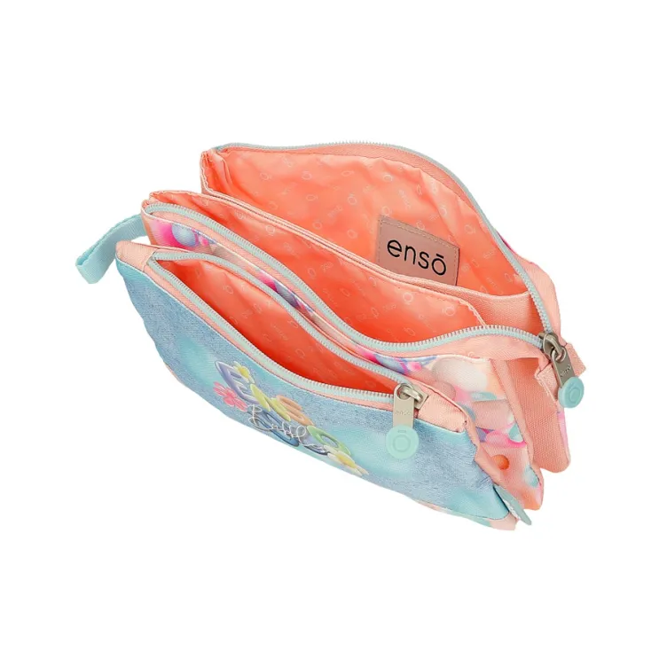 ENSO BUBBLES prazna pernica sa 3 pregrade - sky blue