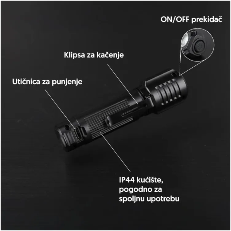 Punjiva LED baterijska lampa 3W XPE LED