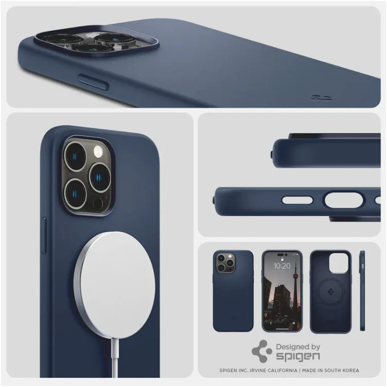 Maska Spigen silicone Fit MagSafe za iPhone 14 Pro tamno plava