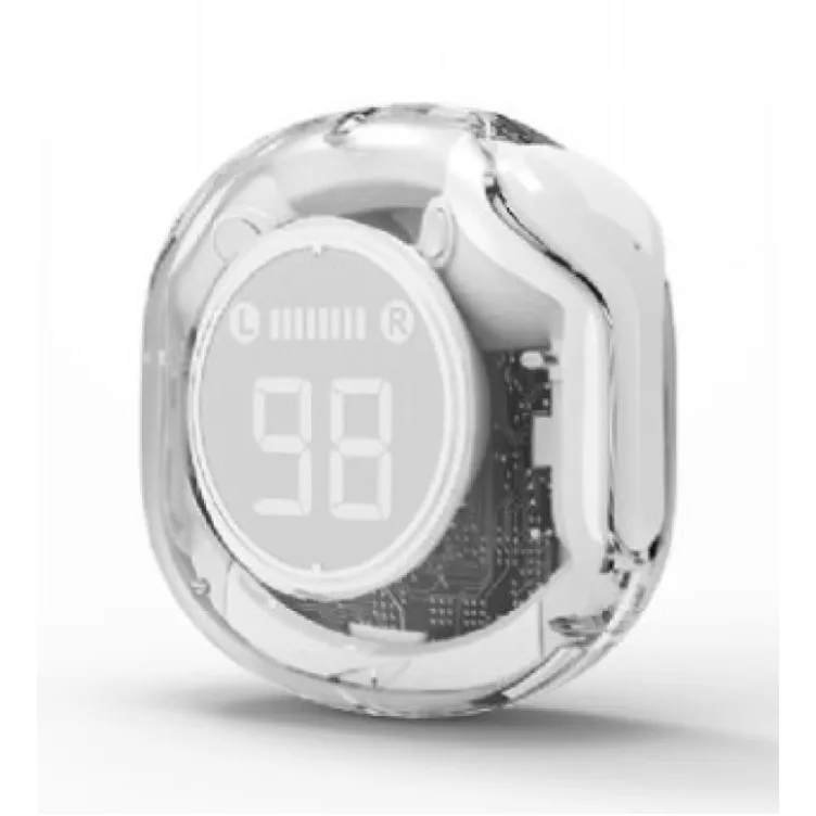 TWST-01-W Gembird bluetooth V5.4 slusalice, TWS, LCD, Transparent, white