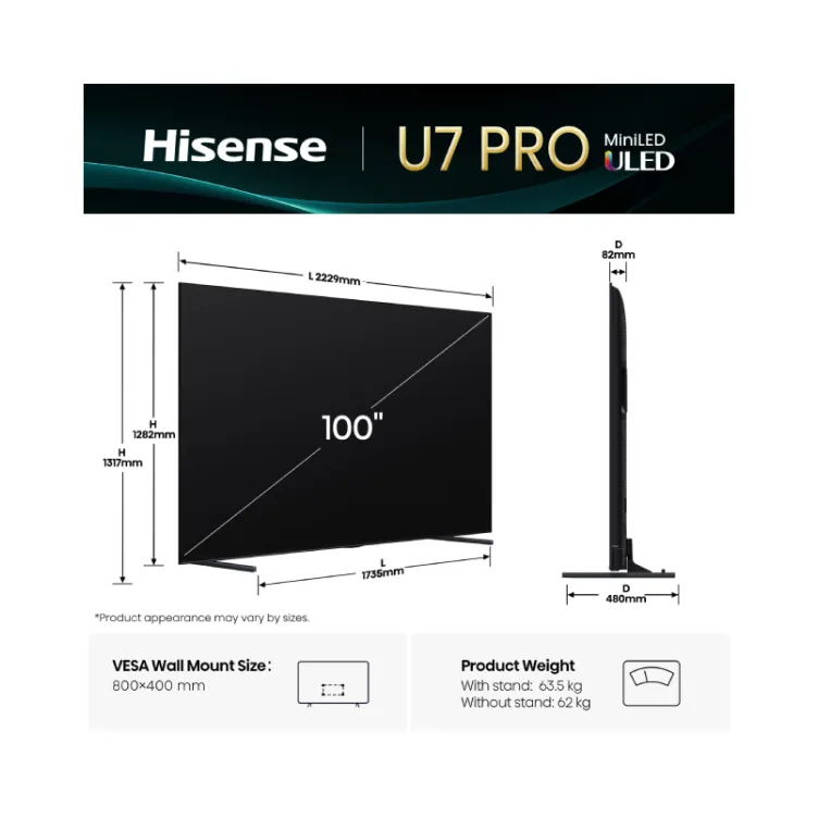 100 inča 100U7Q PRO Mini-LED 4K UHD Smart TV