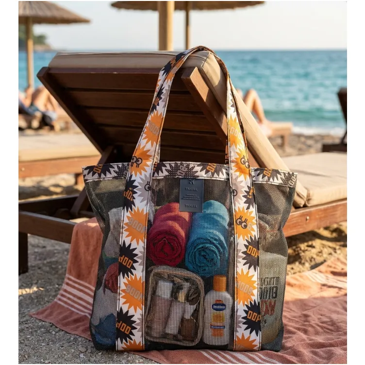 Mrežasta torba za plažu teget