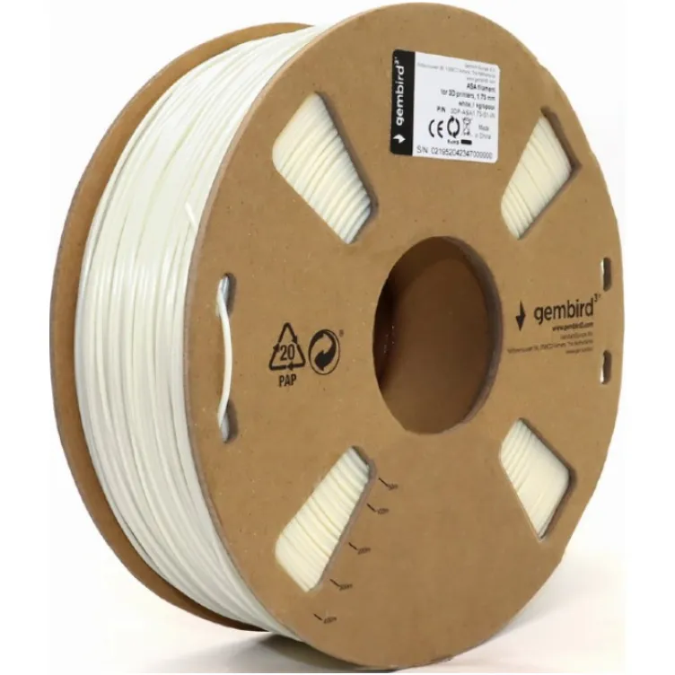 3DP-ASA1.75-01-W Gembird ASA filament, 1.75 mm, 1 kg White