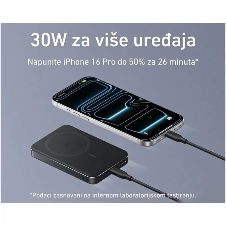 MagGo 10000mAh, 15W, magnetno bežični power bank, crni