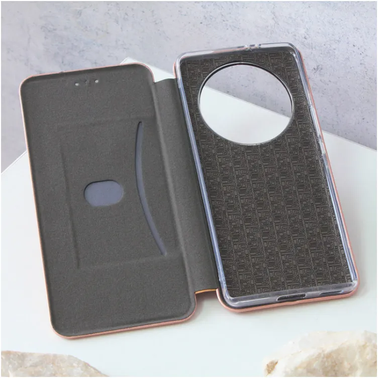 Maska na preklop Teracell Flip Premium za Honor Magic 5 Lite/ X9a roze zlatna.