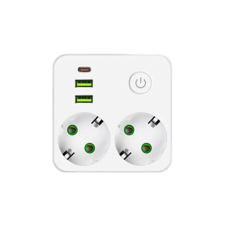 Strujni razdelnik 2 utič. + prekidač, 2xUSB+tip C