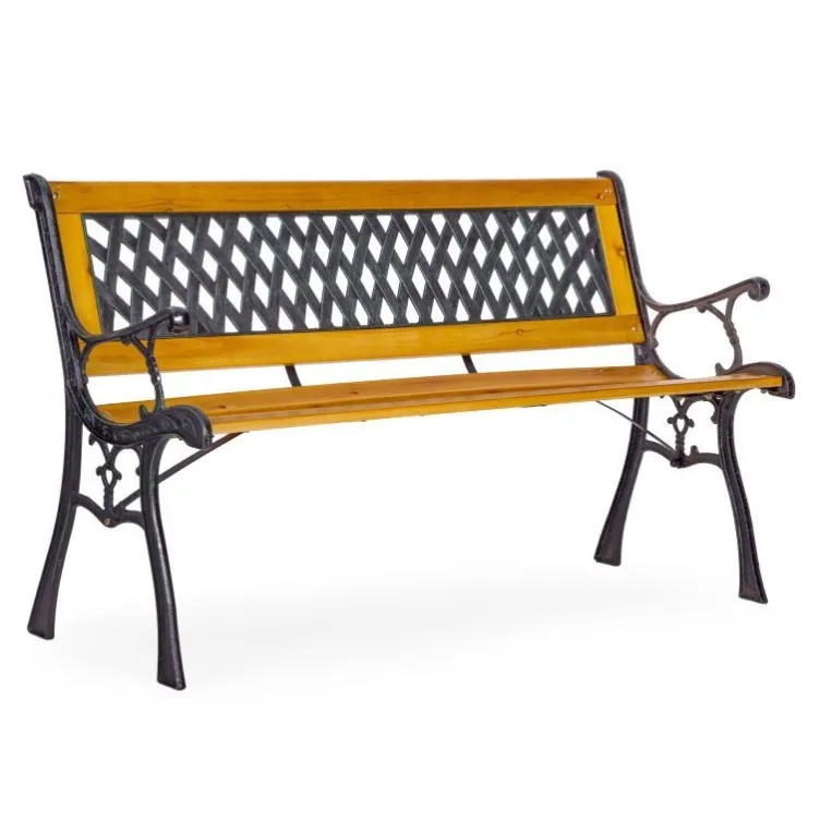 Drvena baštenska klupa sa rešetkastim naslonom 126×51 cm - MultiGarden