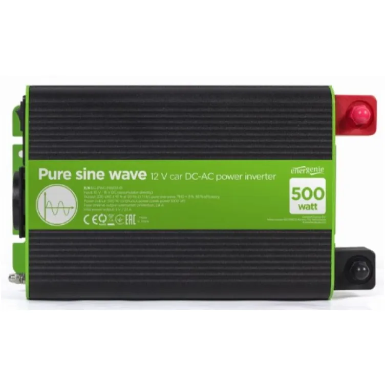 EG-PWC-PS500-01 Gembird 12V Cist sinusni auto inverter DC/AC 500W + USB port, 1,95KG