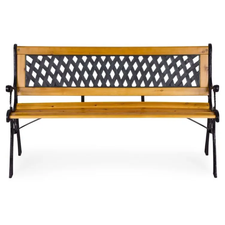 Drvena baštenska klupa sa rešetkastim naslonom 126×51 cm - MultiGarden