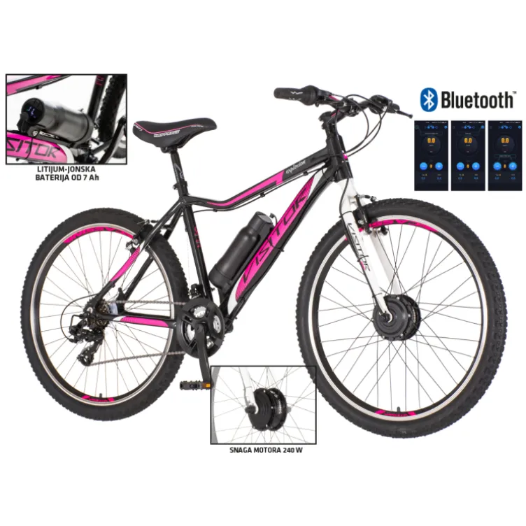 E-bicikl visitor explosion crno roza