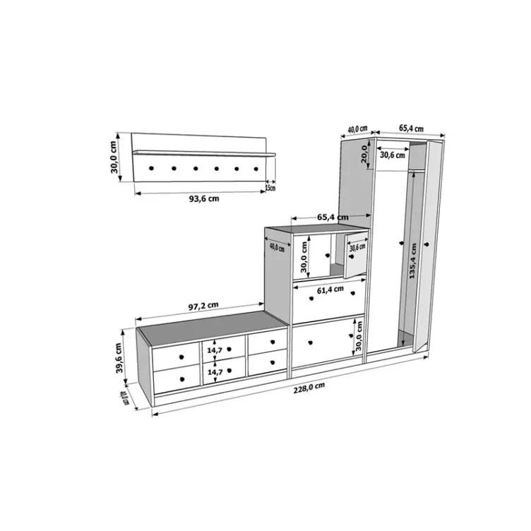 Predsoblje belo sa fiokama