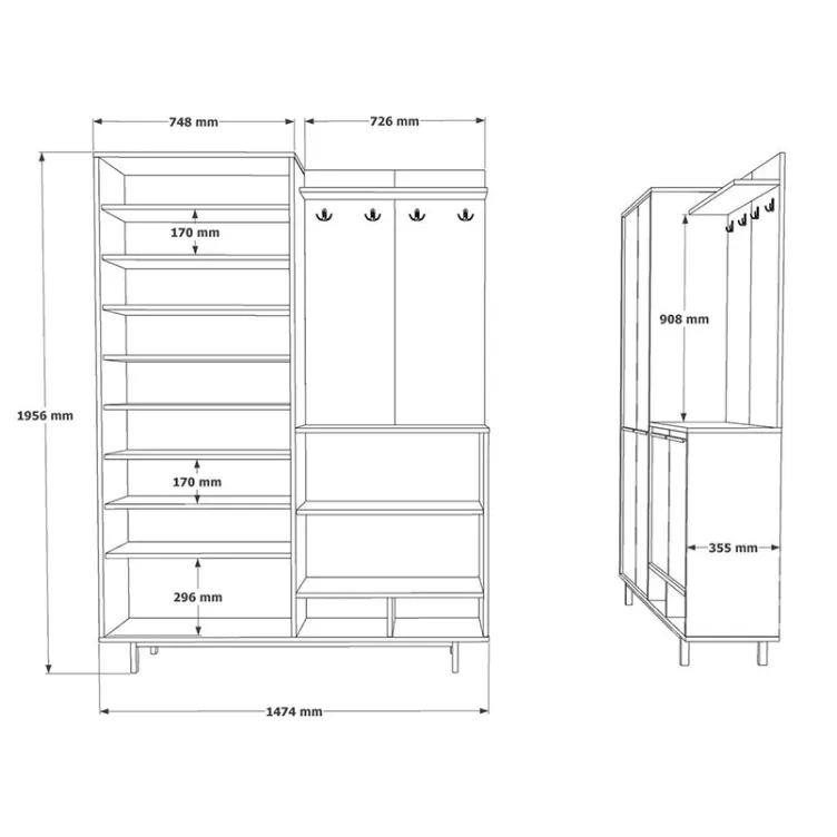 Predsoblje Oasis dezen - antracit metalne noge