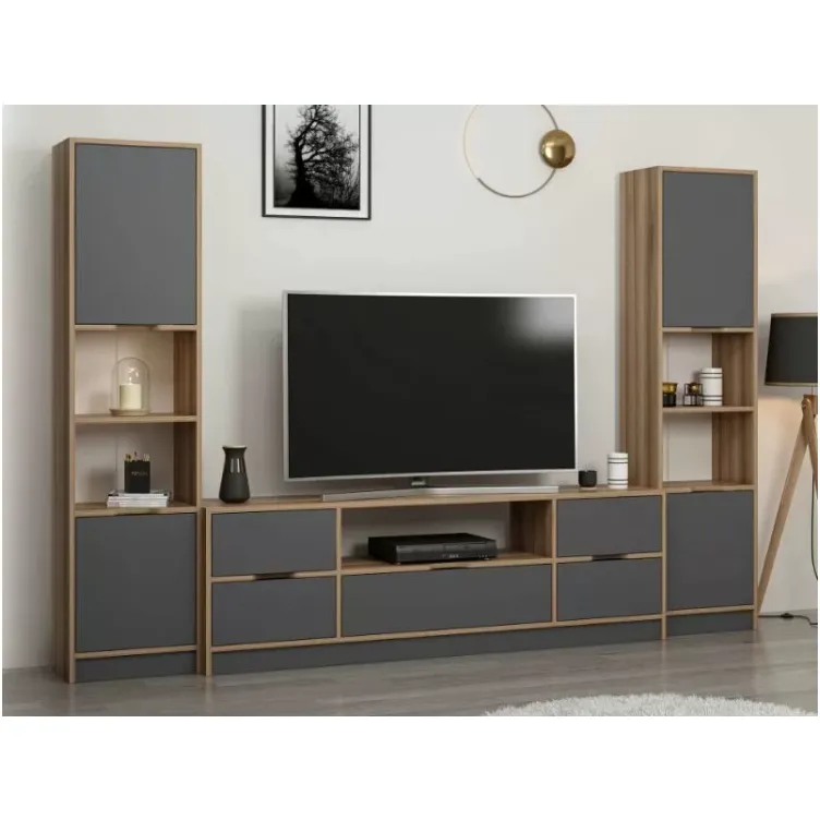 Tv komoda Elina sa 5 vrata I 2 police za knjige antracit boji